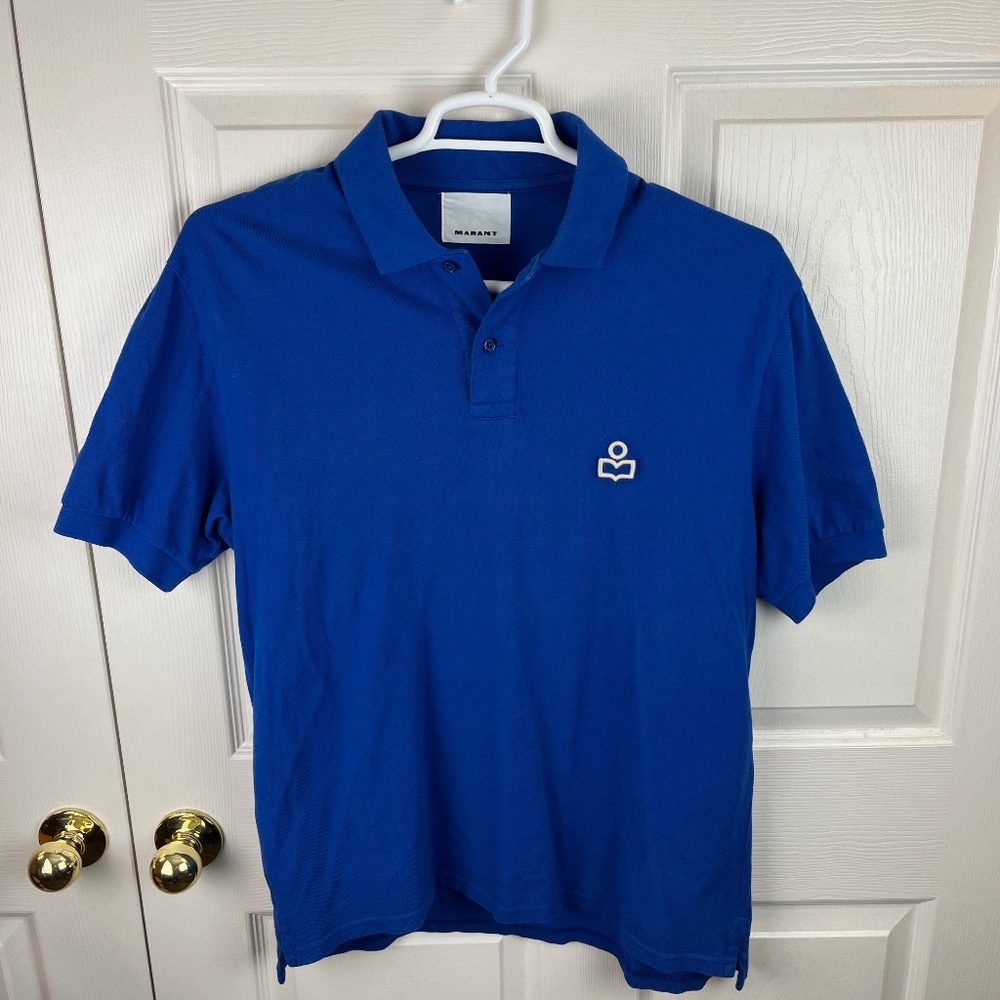 Men's Isabel Marant AFKO Short Sleeve Polo Shirt Blue Size Medium
